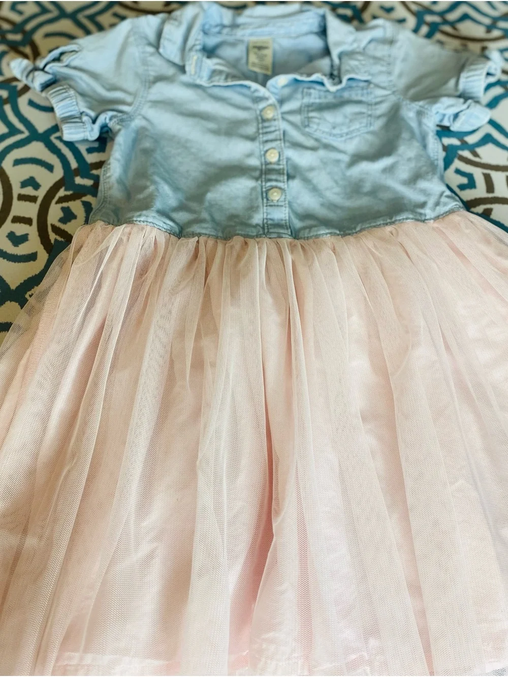 OshKosh B'gosh Light Blue Denim Top with Pink Tulle Skirt